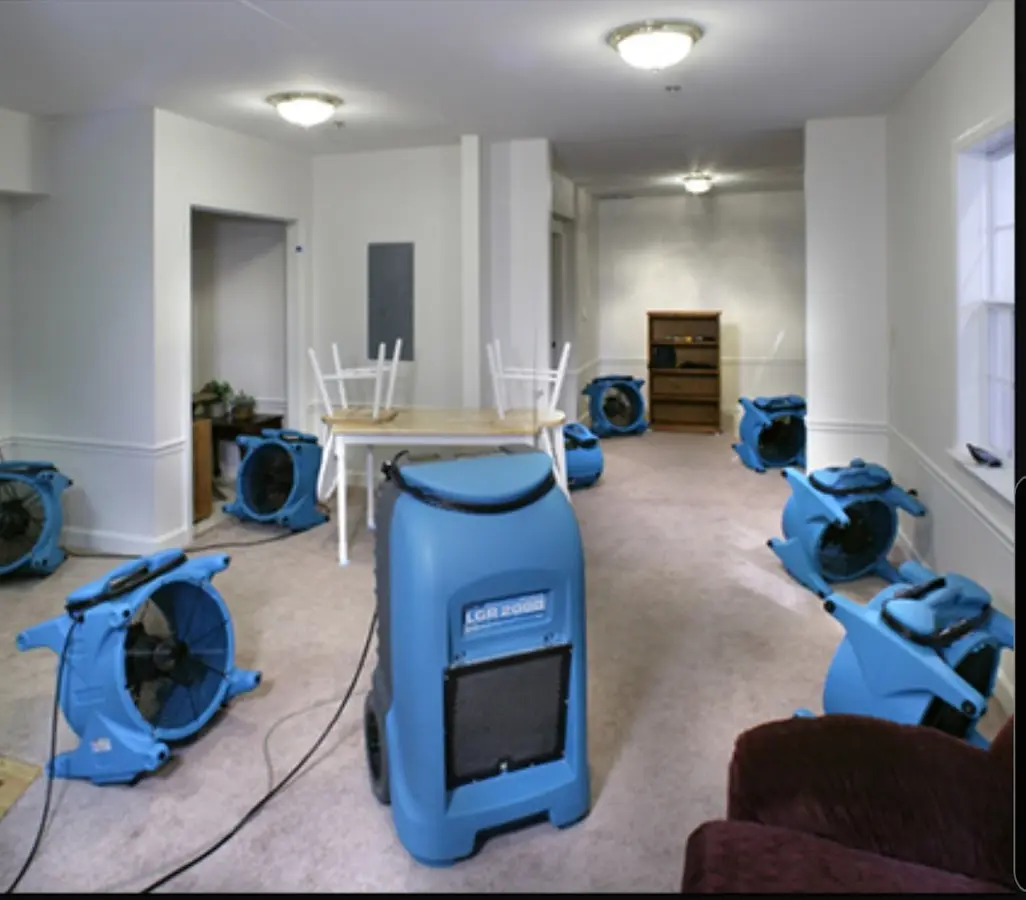 Air movers and dehumidifier setup for Water Damage Restoration in Stone Mountain